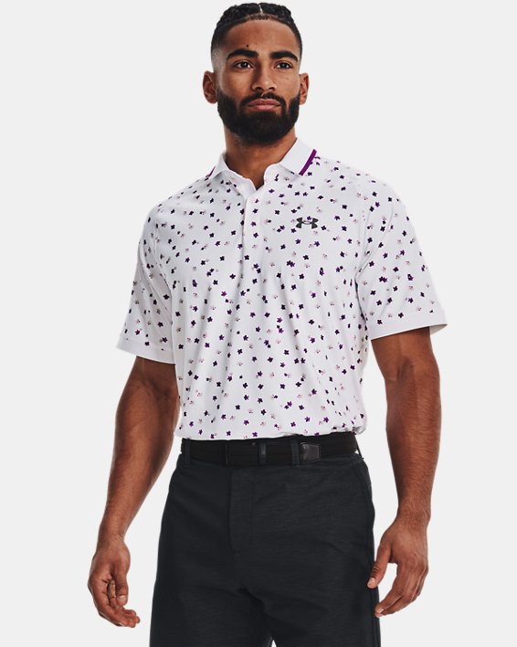 Men's UA Iso-Chill Floral Polo, White, pdpMainDesktop image number 0